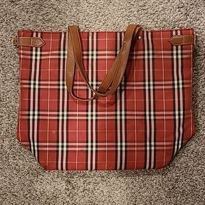 Burberry Red check tote bag